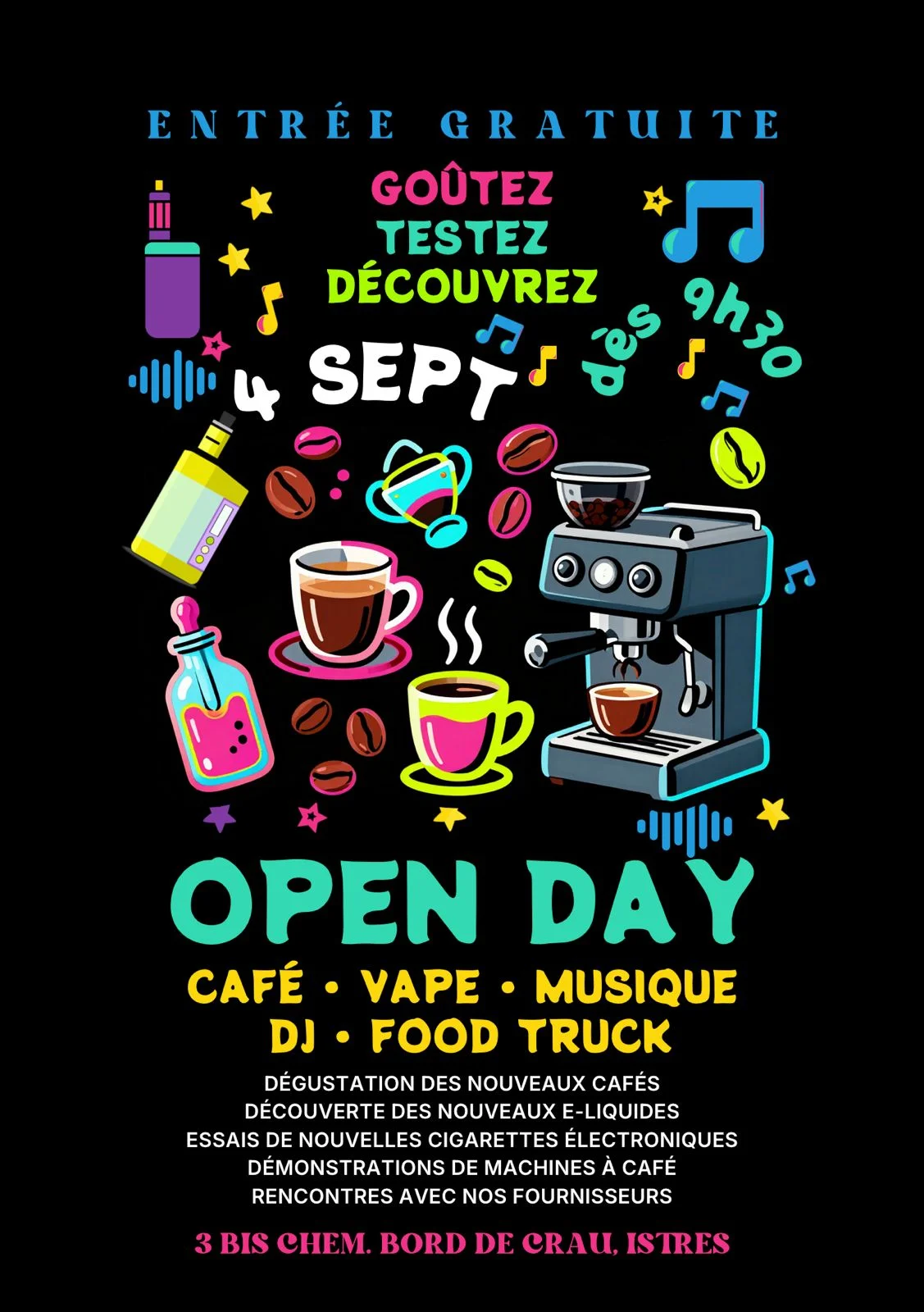 Open Day du 4 septembre : café offert, nouveautés machines et soirée festive à L'Ystro