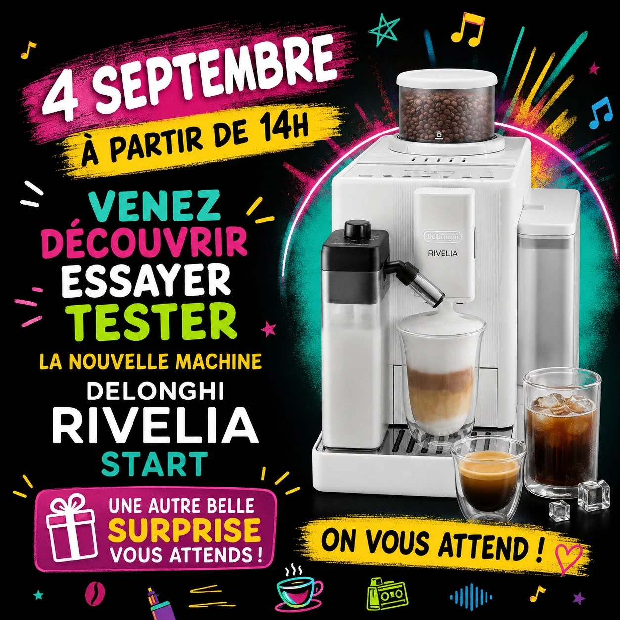 Affiche Delonghi Rivelia Start, présentée dès 14h