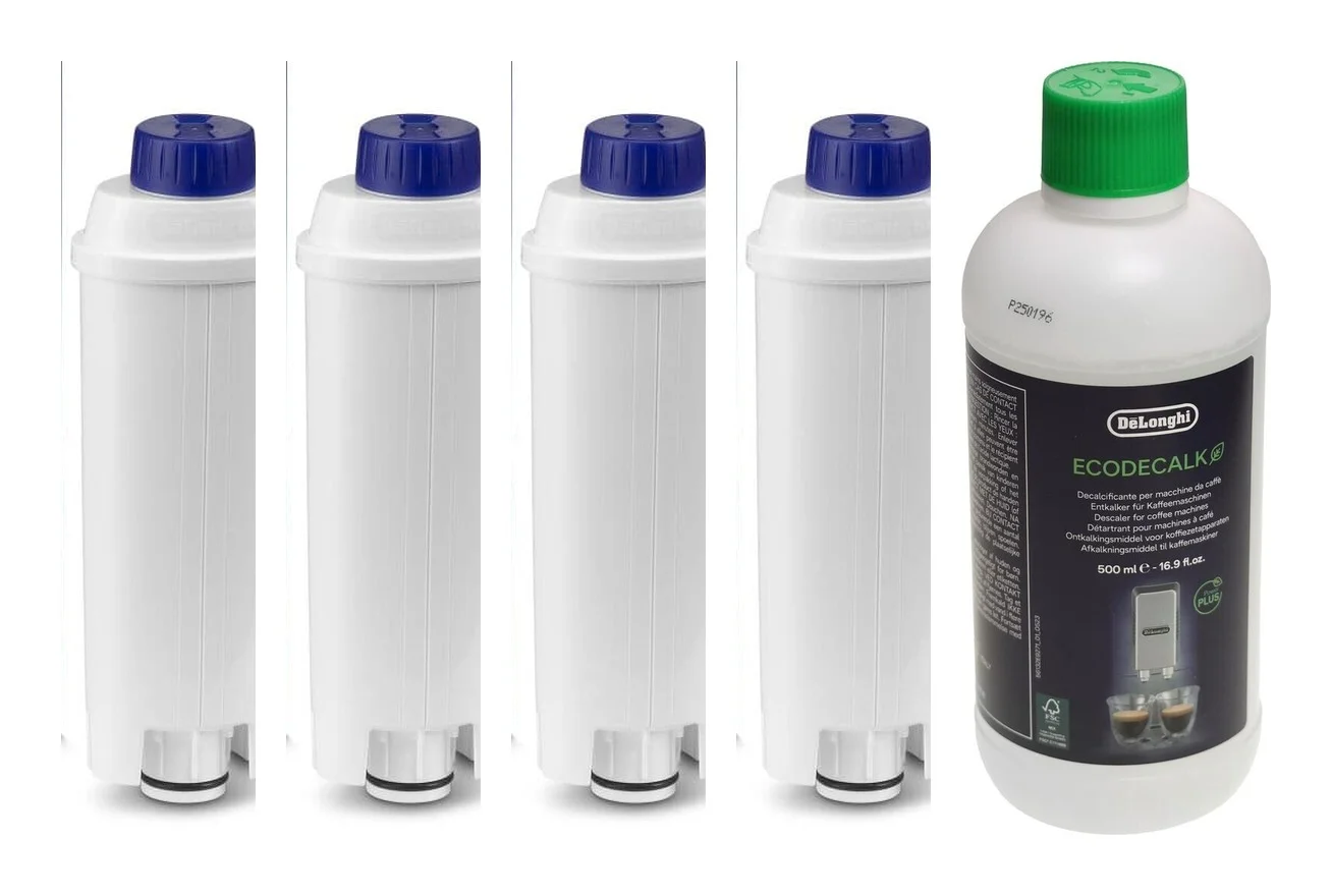 Pack Entretien DELONGHI - 4 cartouches filtrantes DLSC002 + Détartrant